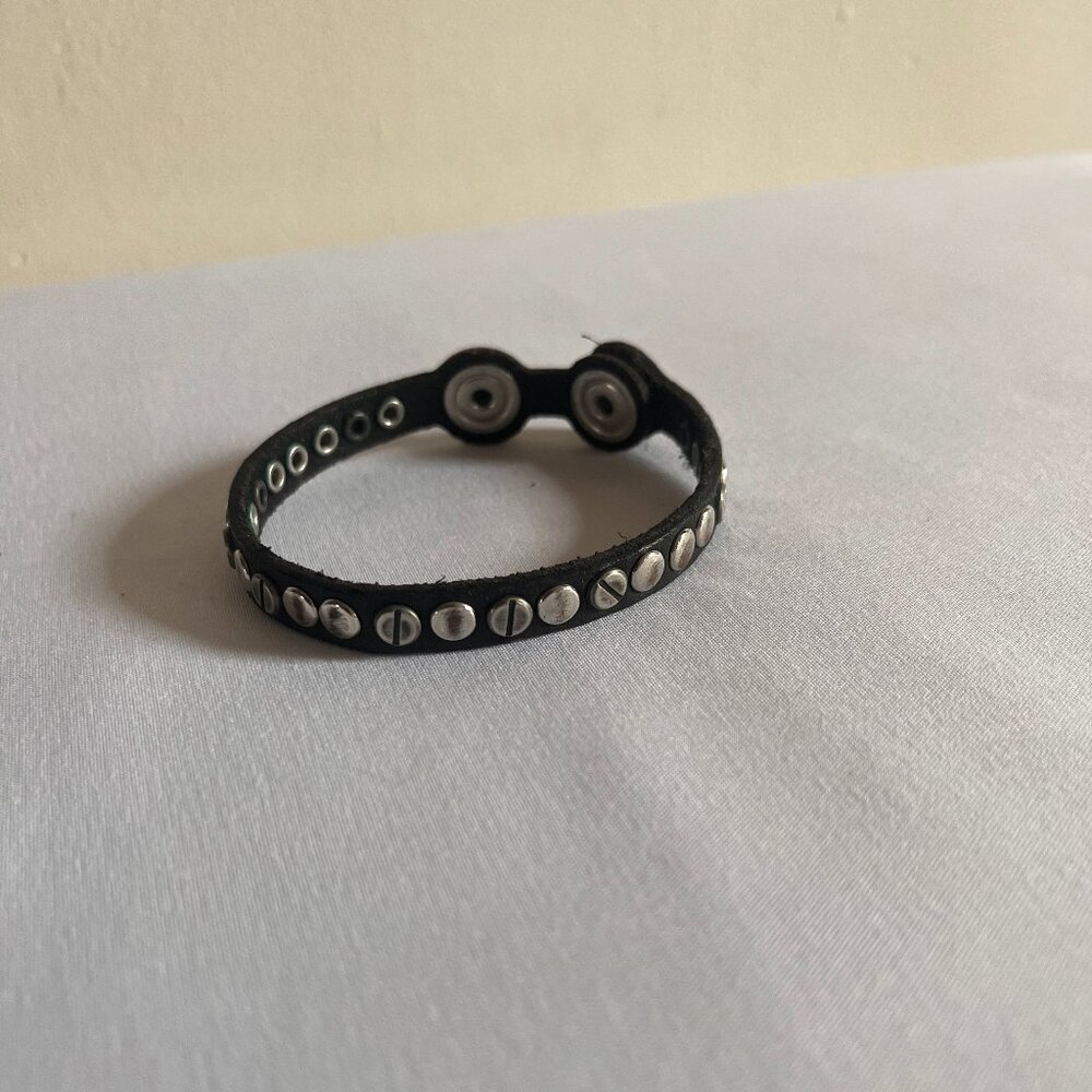 Diesel Black Leather Studded Bracelet